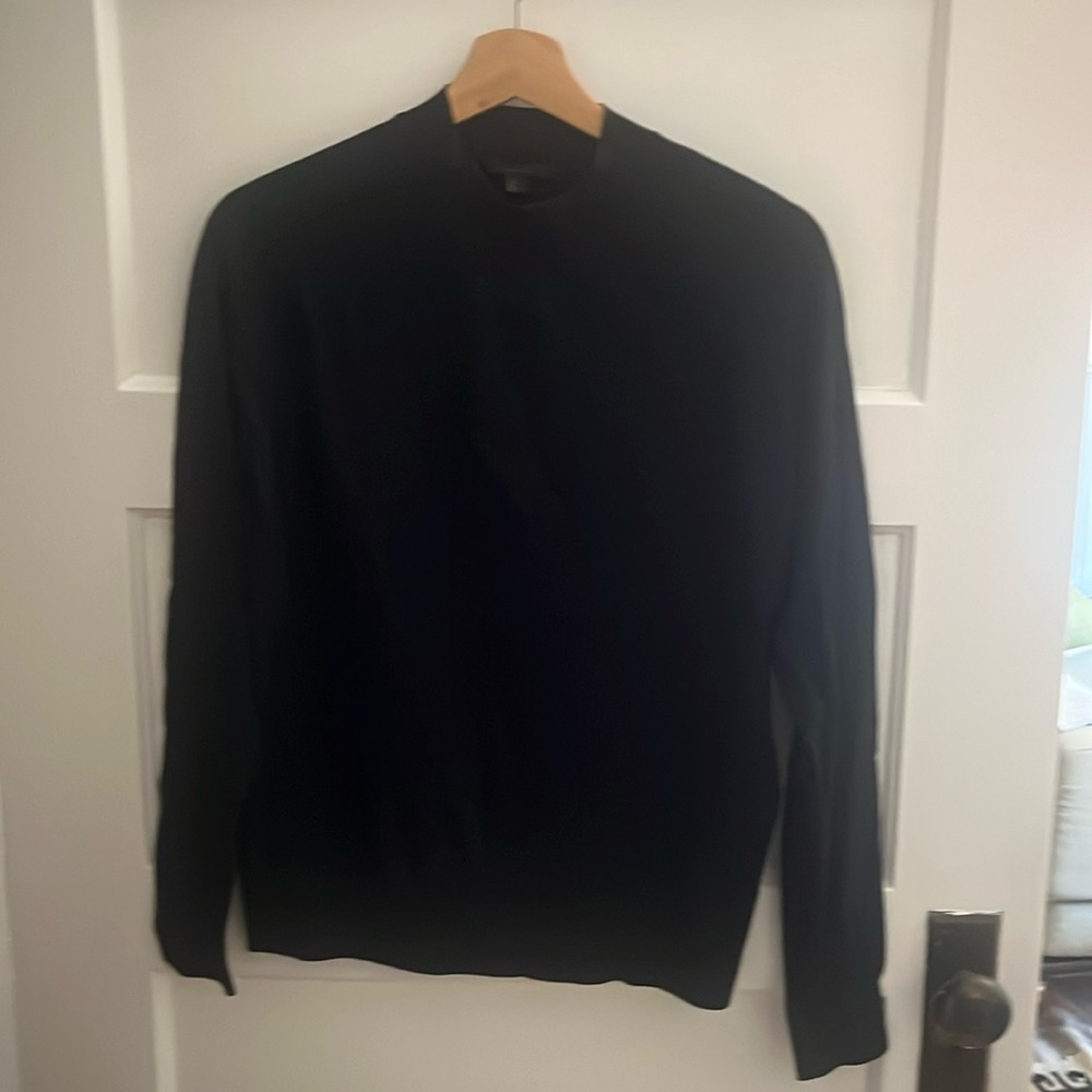 COS Navy Viscose Mock Turtleneck, S